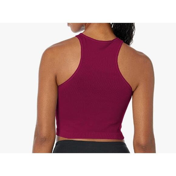 CALVIN KLEIN Women's Performance Ribbed Crop Top Large Red Maroon Racerback NWT - Picture 2 of 11